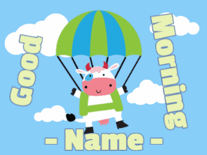 GIF: Cow floating on a parachute