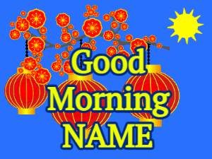 GIF: Good morning chinese lanterns with bird