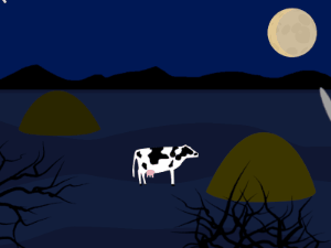 GIF: Halloween UFO cow abduction
