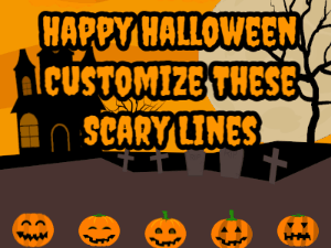 GIF: Bouncing pumpkins and skull in graveyard