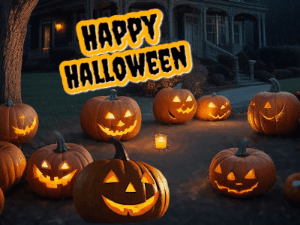 GIF: Happy Halloween Unicorn Pumpkin Kicker