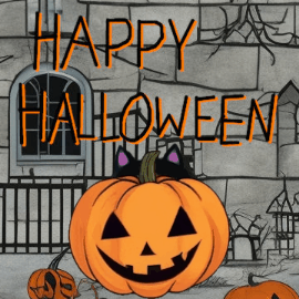 GIF: Black Cat Pumpkin Cutie