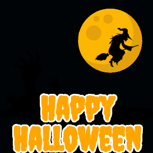 GIF: Halloween Witch, Ghosts, and Grave