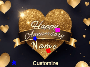 GIF: Happy Anniversary Goldern Heart Celebration