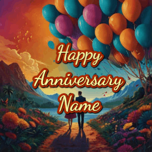 GIF: Anniversary Balloons and Fireworks