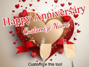 GIF: Anniversary Champagne and Hearts